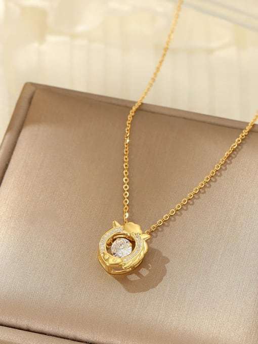 NS1091 [Horse Yellow Gold] 925 Sterling Silver Cubic Zirconia Zodiac Trend Necklace